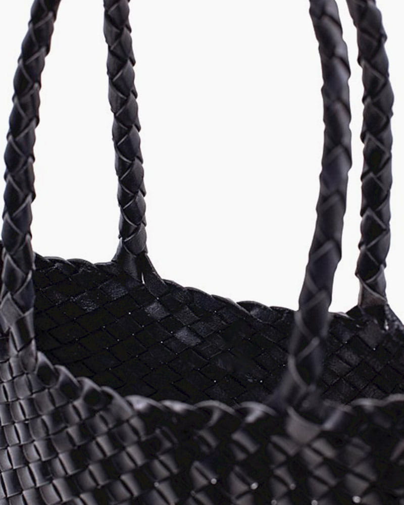 Sunny Weekend Woven Leather Market Tote