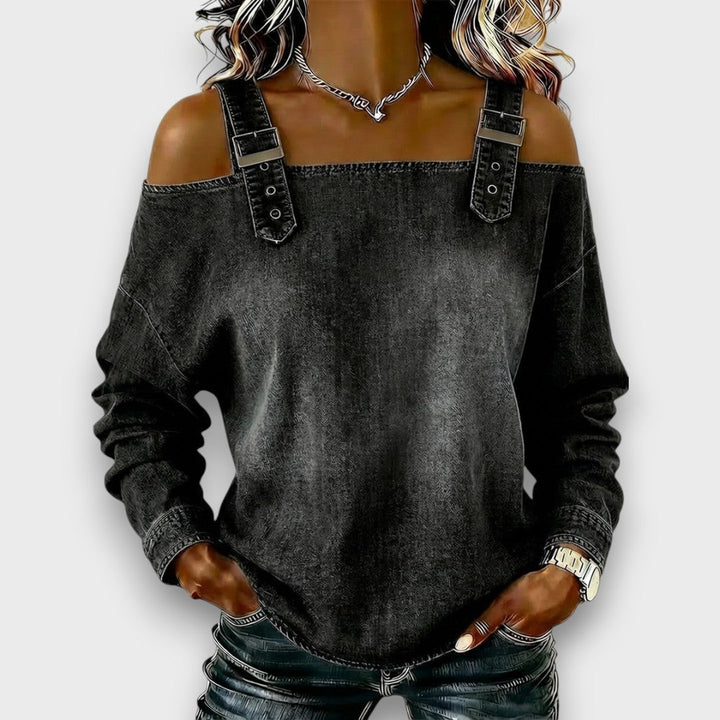 Elama Denim Top — back view