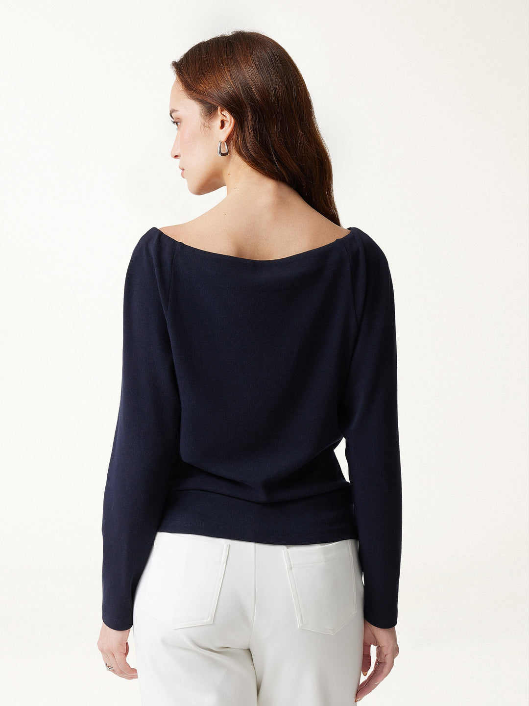 2Pcs Set LiteWarm Boatneck Long Sleeve Tucked Top & High-Rise A-Line Midi Skirt with Pockets