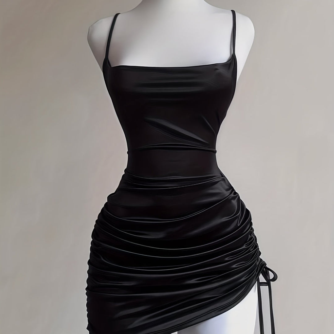 Ruched Drawstring Homecoming Mini Dress