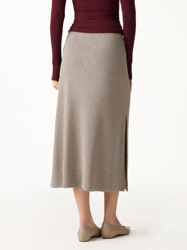 2Pcs Set LiteWarm Short Sleeve Tie-Side Top & Side-Slit A-Line Midi Skirt