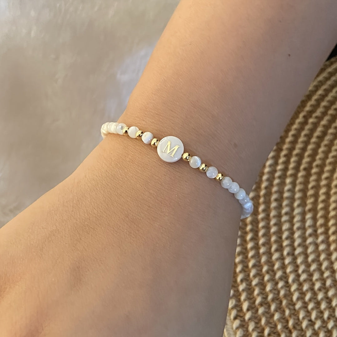Elegant Initial Pearl Bracelet