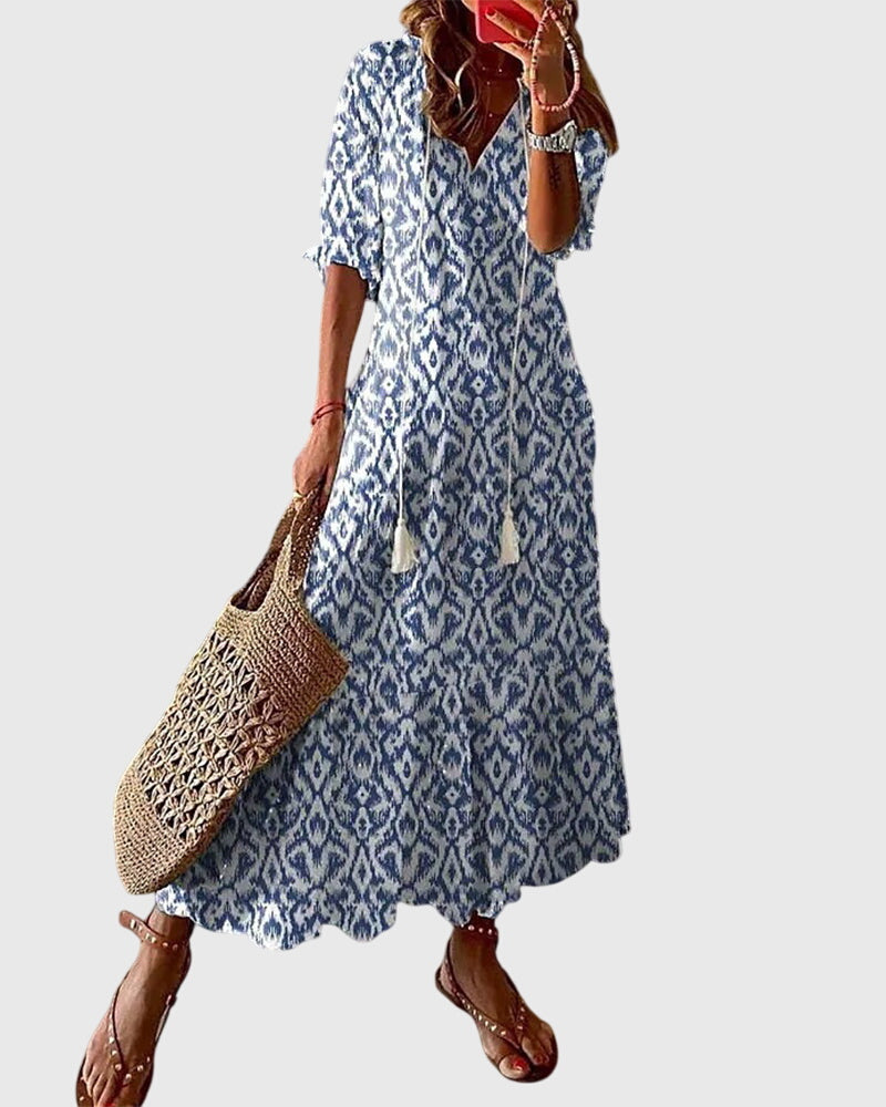 Amalia Boho Vintage Dress — front view