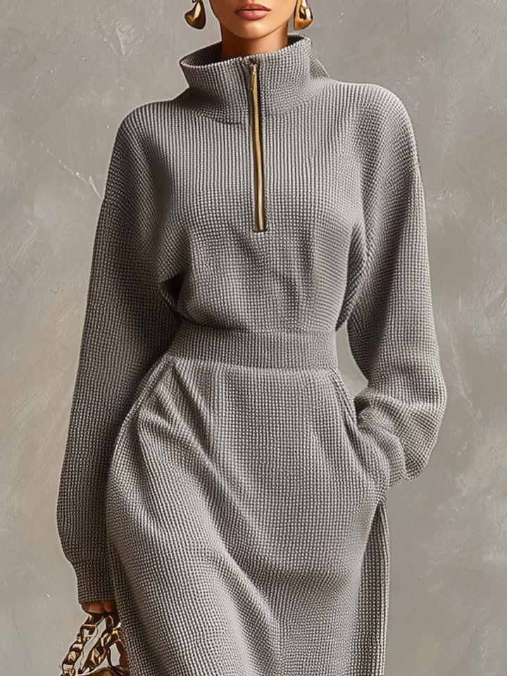 Lillian gray maxi dress back – long sleeve knit women's winter fashion