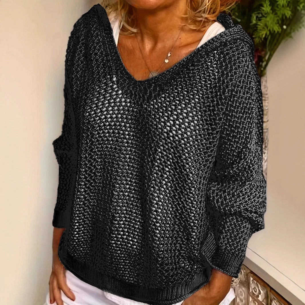 Winnifred | Women's Hooded Open Knit Crochet Sweater