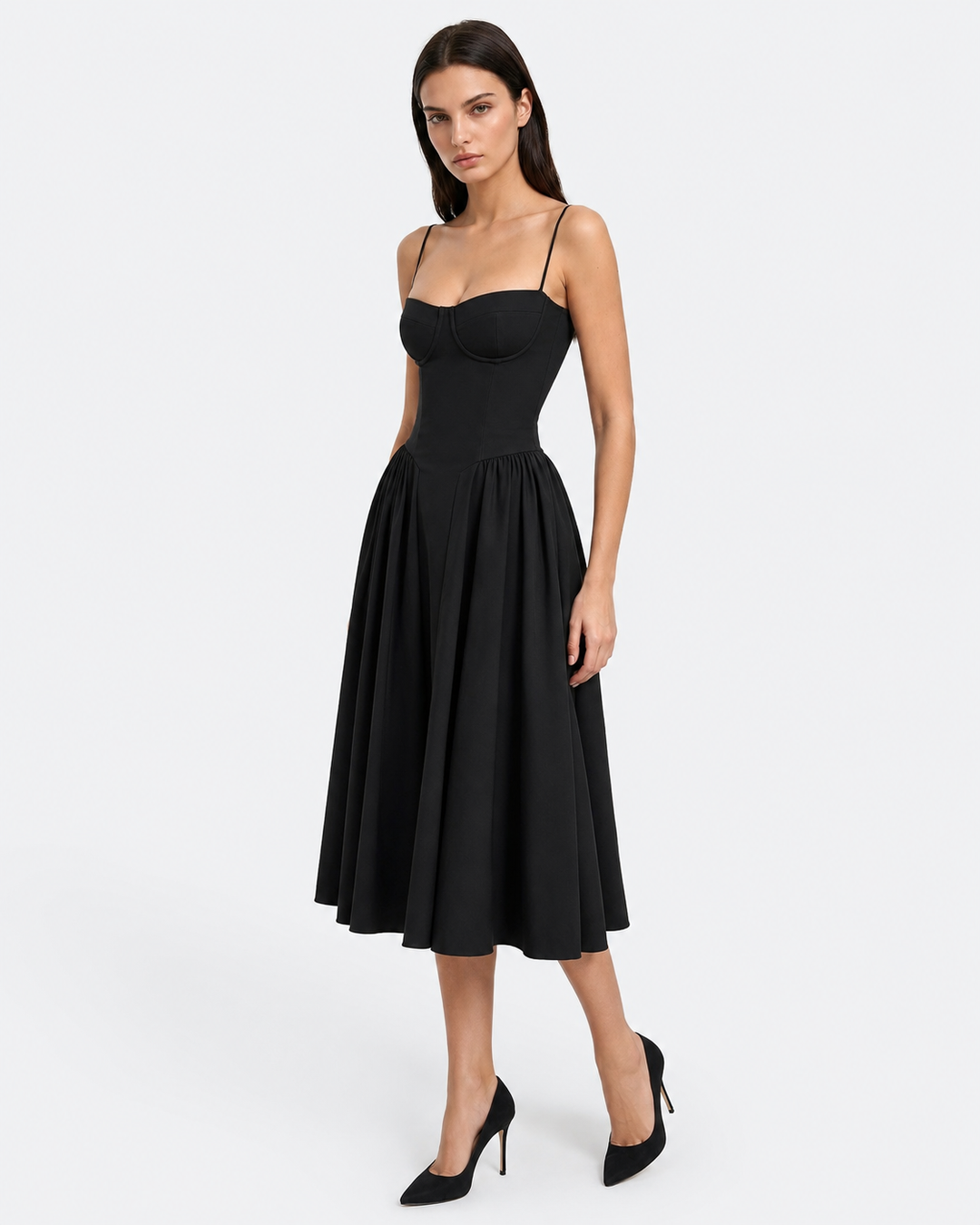 Amour Corset Midi — women's midi dress, styled as a complete outfit