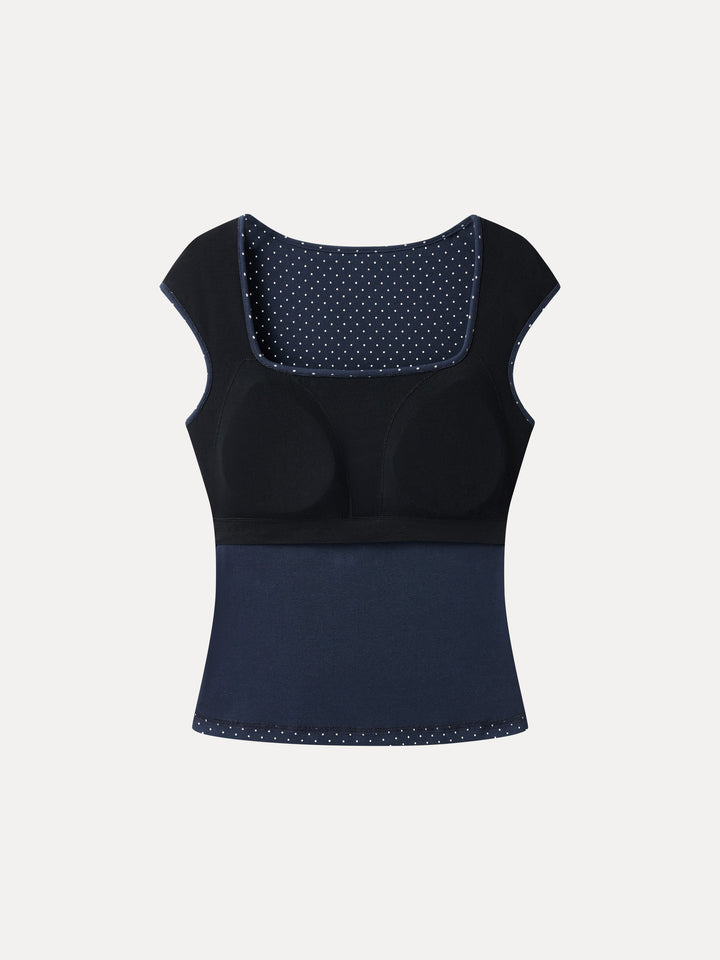 Polka Dots Square Neck Built-In Bra Top 2.0