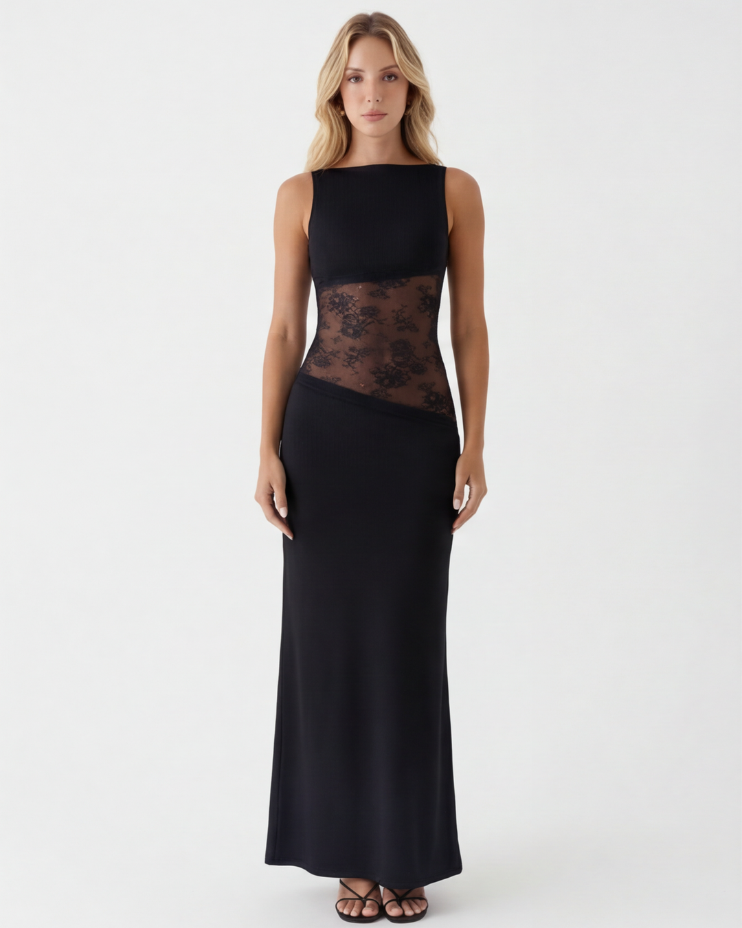 ARIA Veil Cut Maxi Dress - women's maxi dress, front view