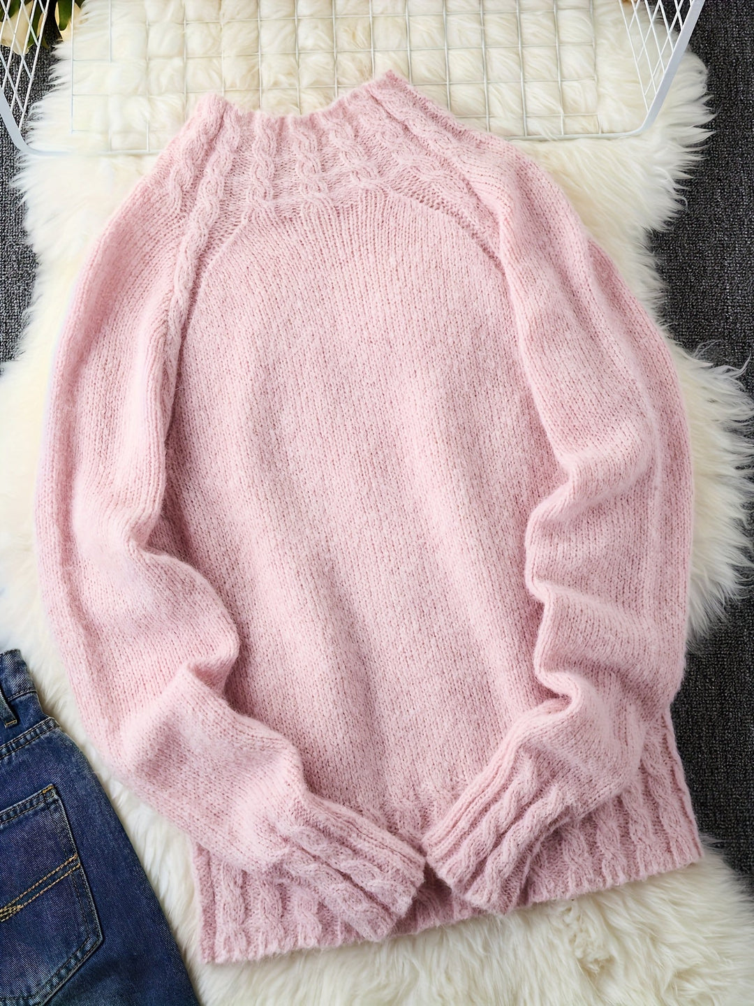 Marisienne | Women's Alpaca Wool Cable Knit Turtleneck Sweater
