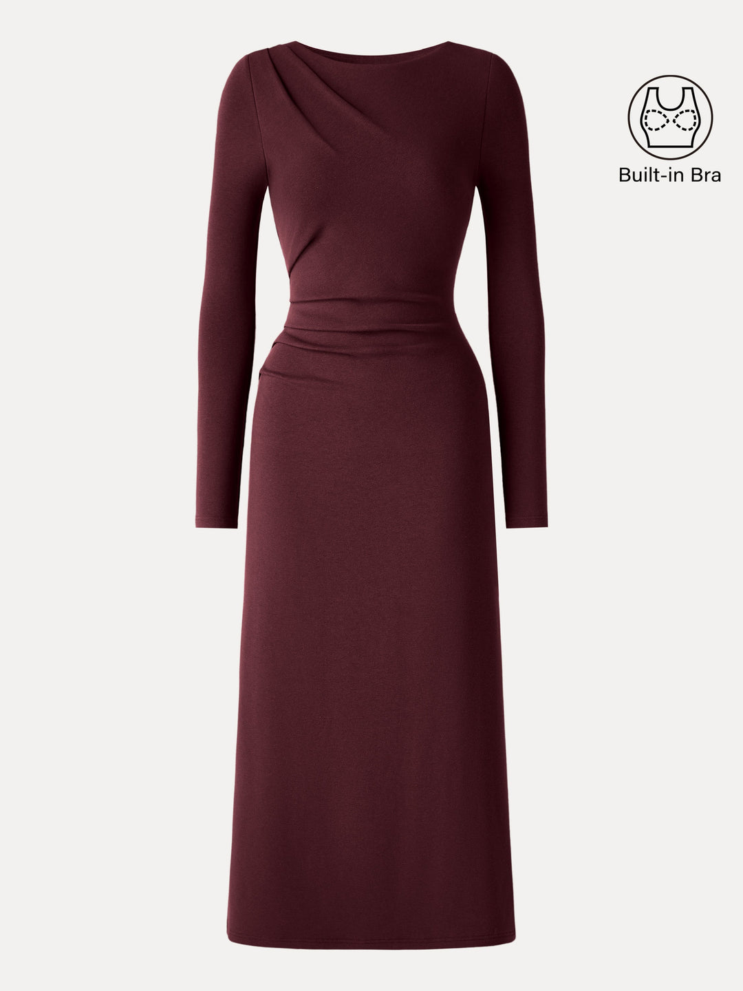 ProWarm Boatneck Long Sleeve Tucked Built-In Bra 2.0 Midi Dress