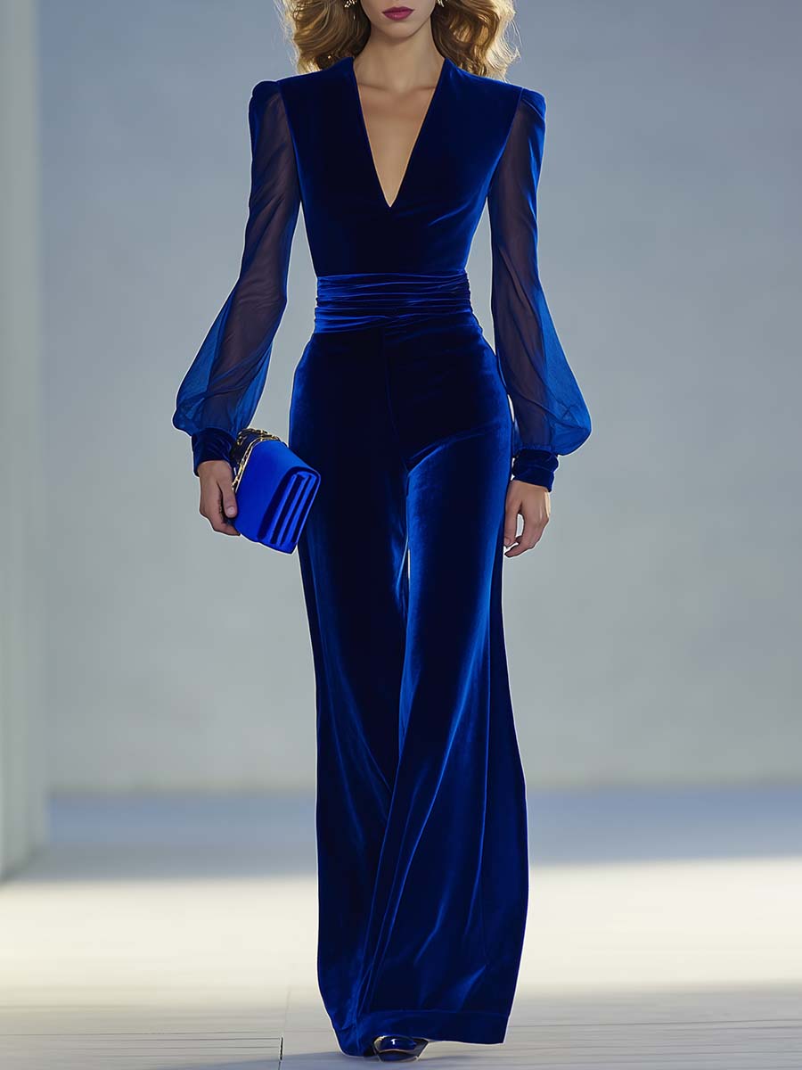 Bozydara elegant velvet jumpsuit women – front view