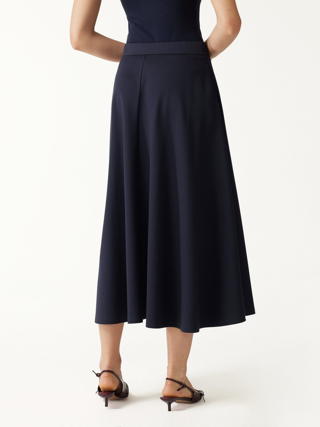 Office Staple Ponte High-Rise Circle Midi Skirt with Pockets