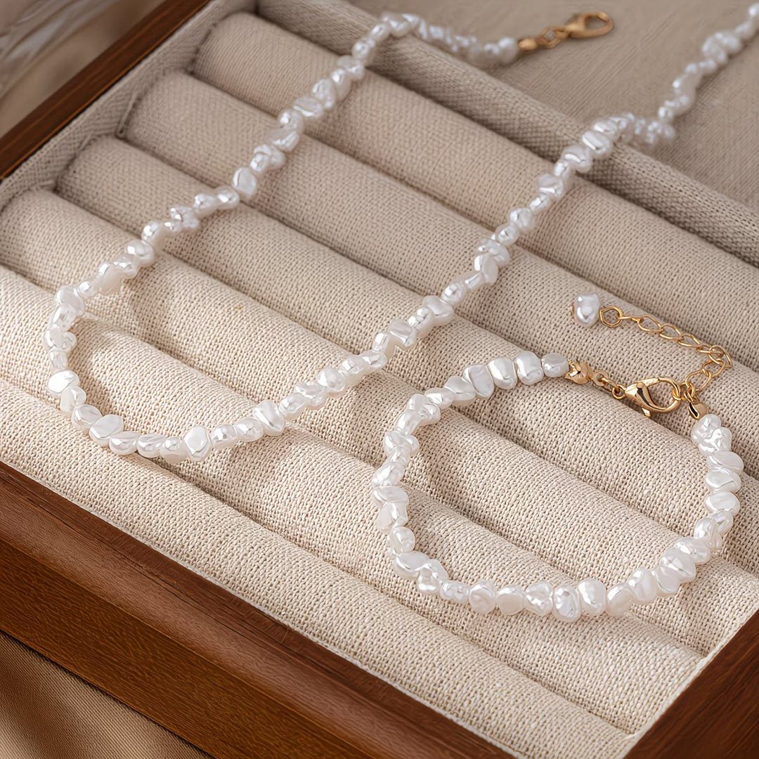 Baroque pearl bracelet shown separately from the matching set