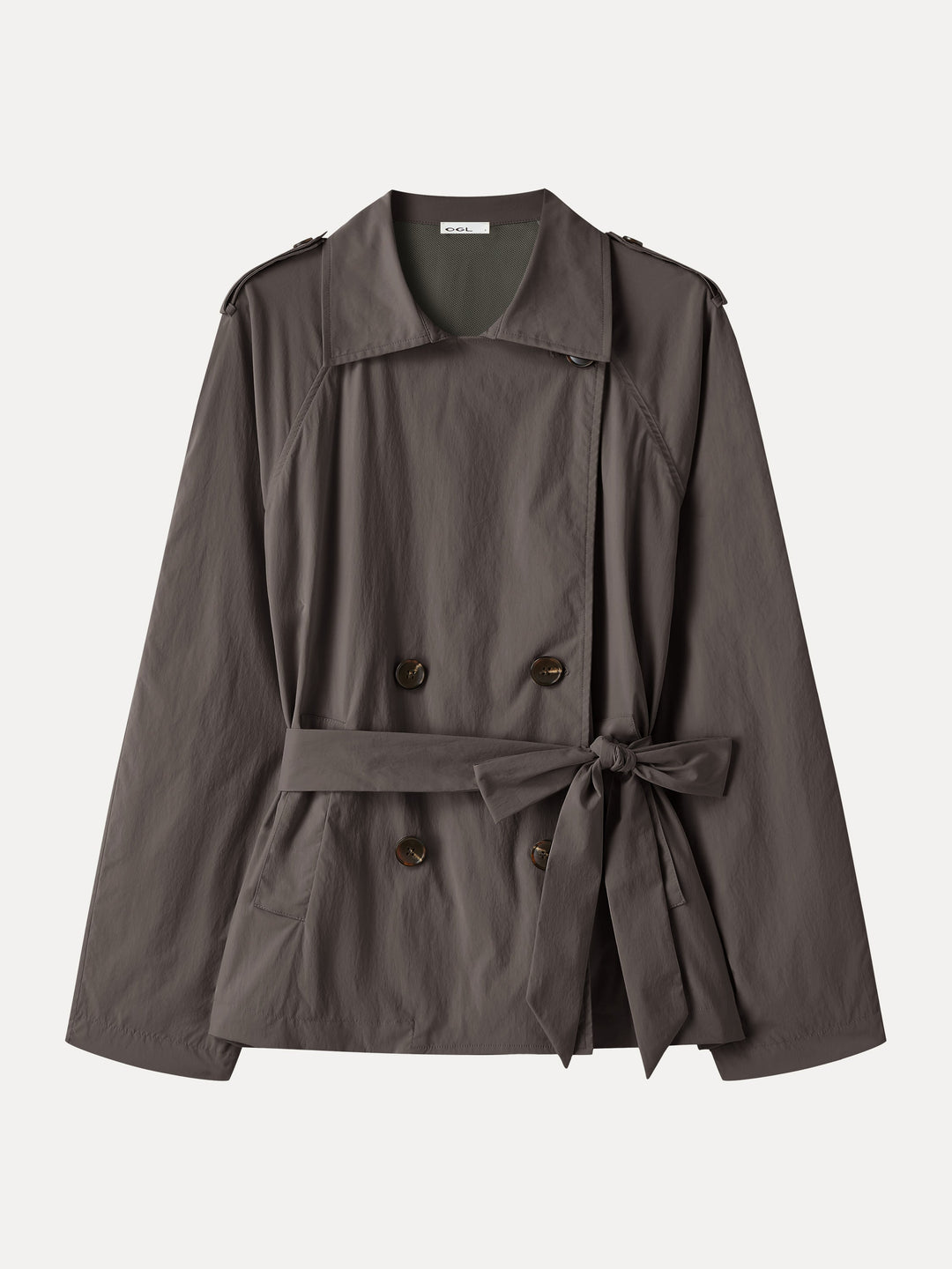 Packable Water-Repellent Peak Collar Trench Jacket with Pockets