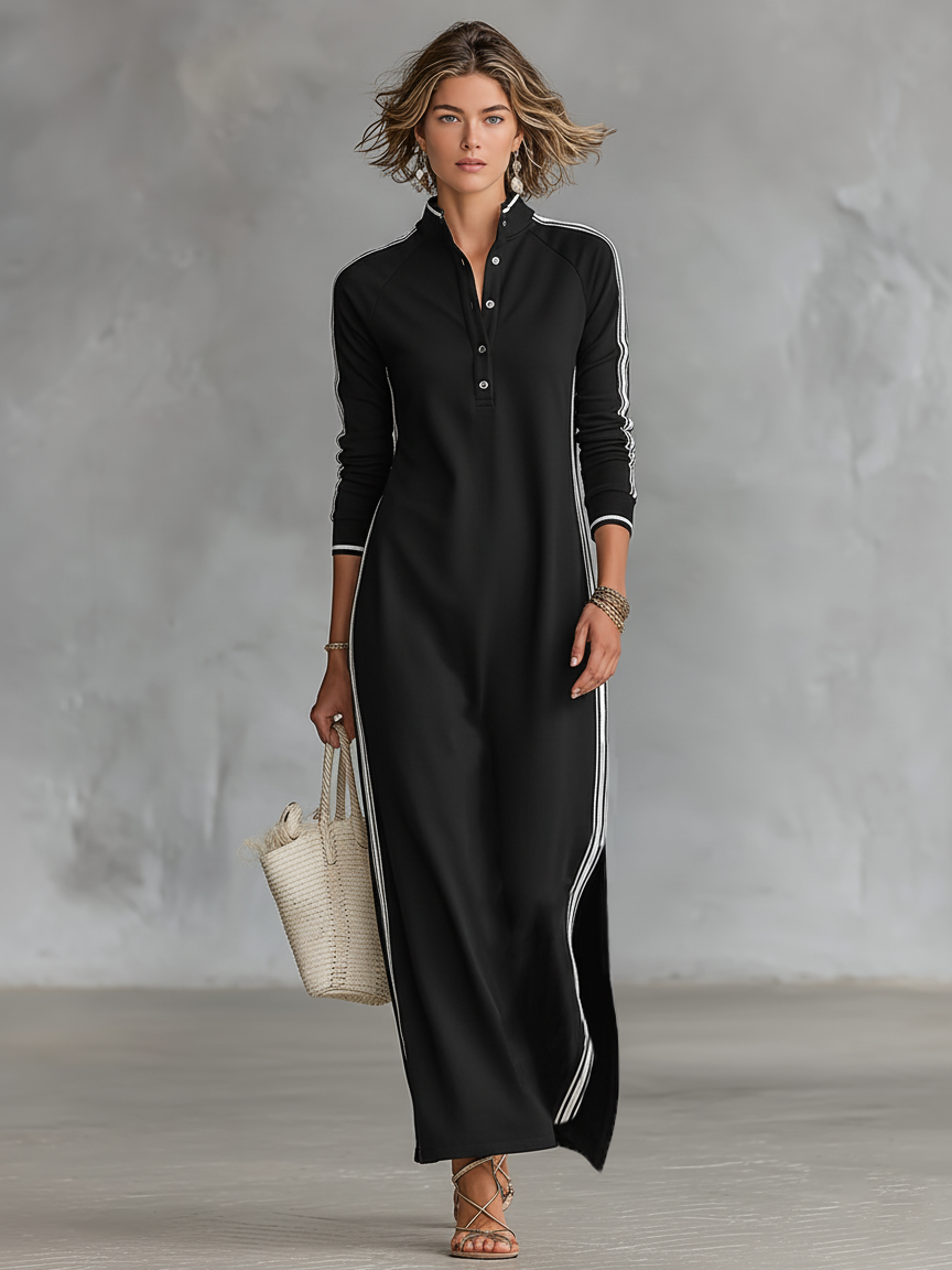 Black Maxi Sweatshirt Dress — styled view