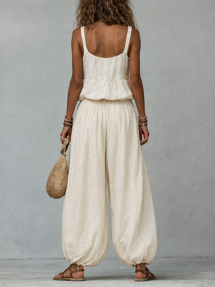 Boho Embroidered Vest & Balloon Pants Set