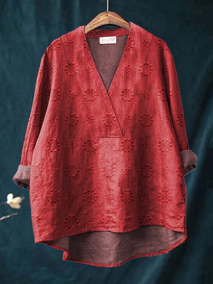 Cara Art Print Blouse — detail view