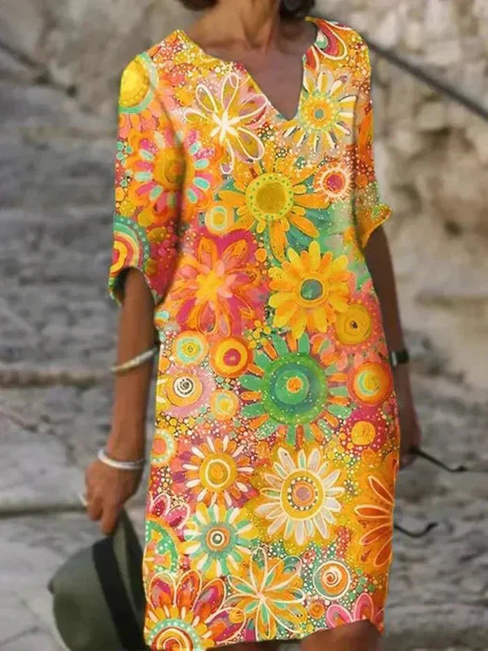 Nira Boho Midi Dress — front view