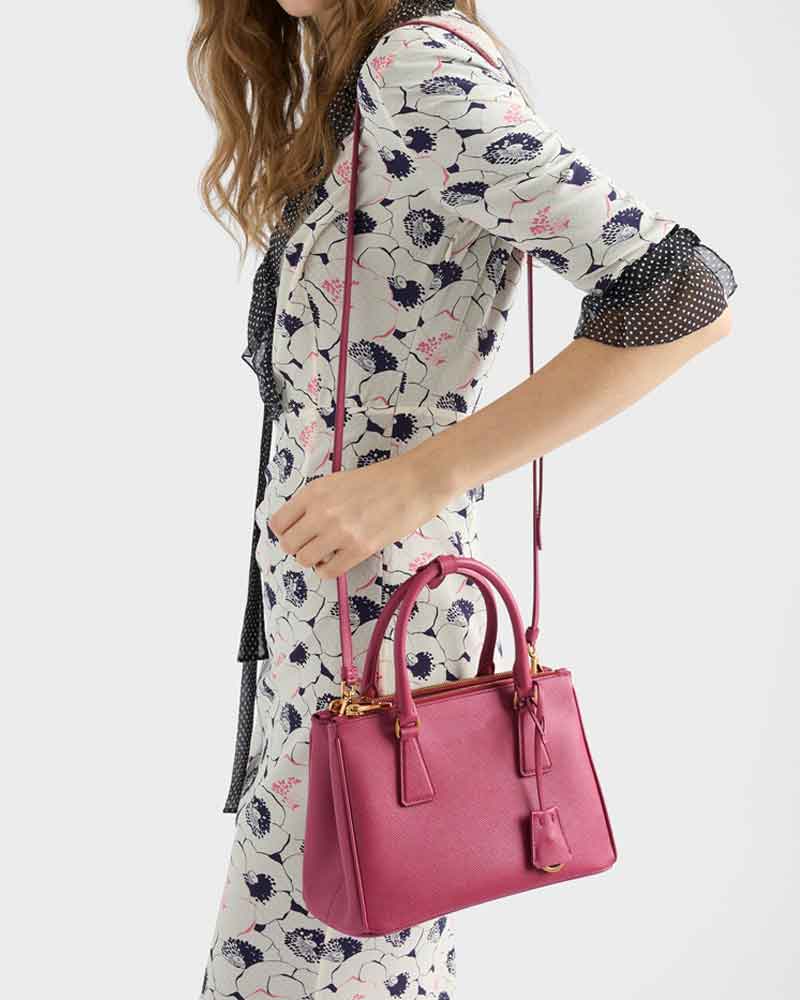 Black Double Zip Shoulder Handbag with Gold Hardware & Strap