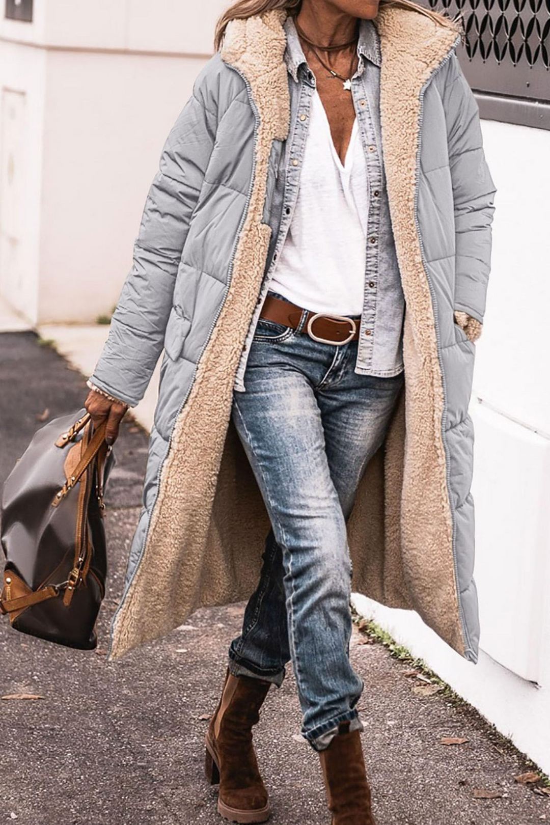 Johna | Women's Reversible Sherpa Longline Puffer Coat