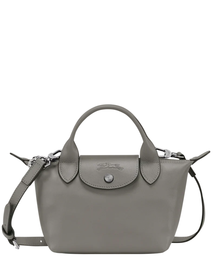 Longchamp Le Pliage Xtra XS Leather Bag Turtledove grey-taupe front view