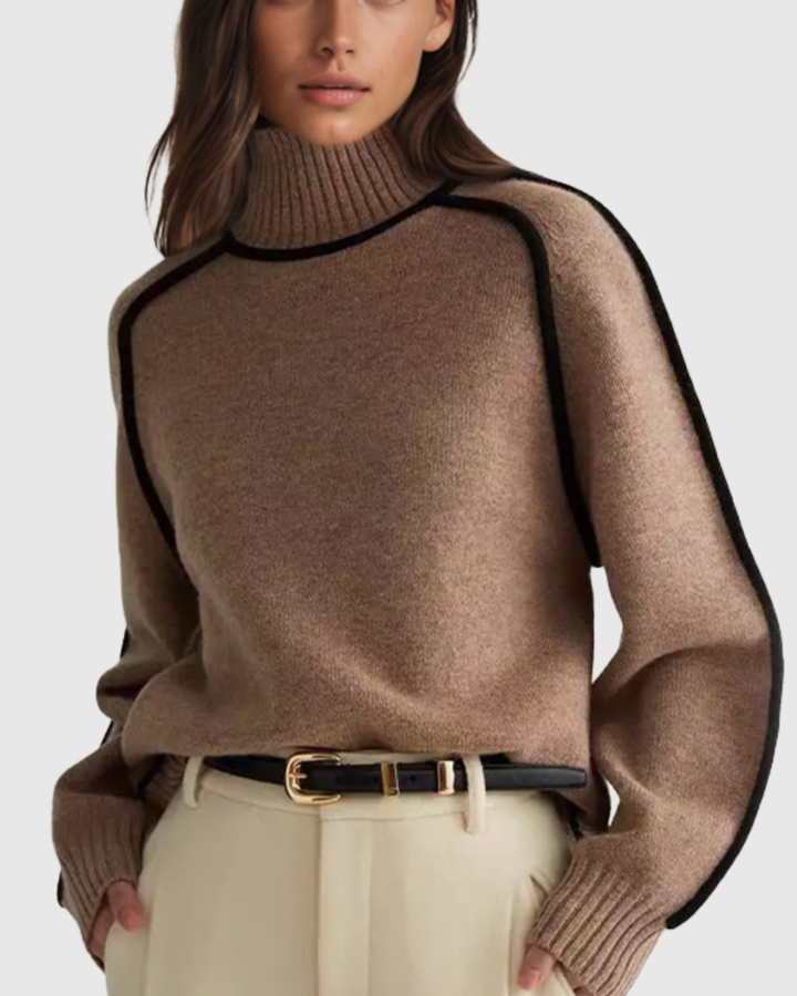 Mariel | Striped Turtleneck Knit Sweater