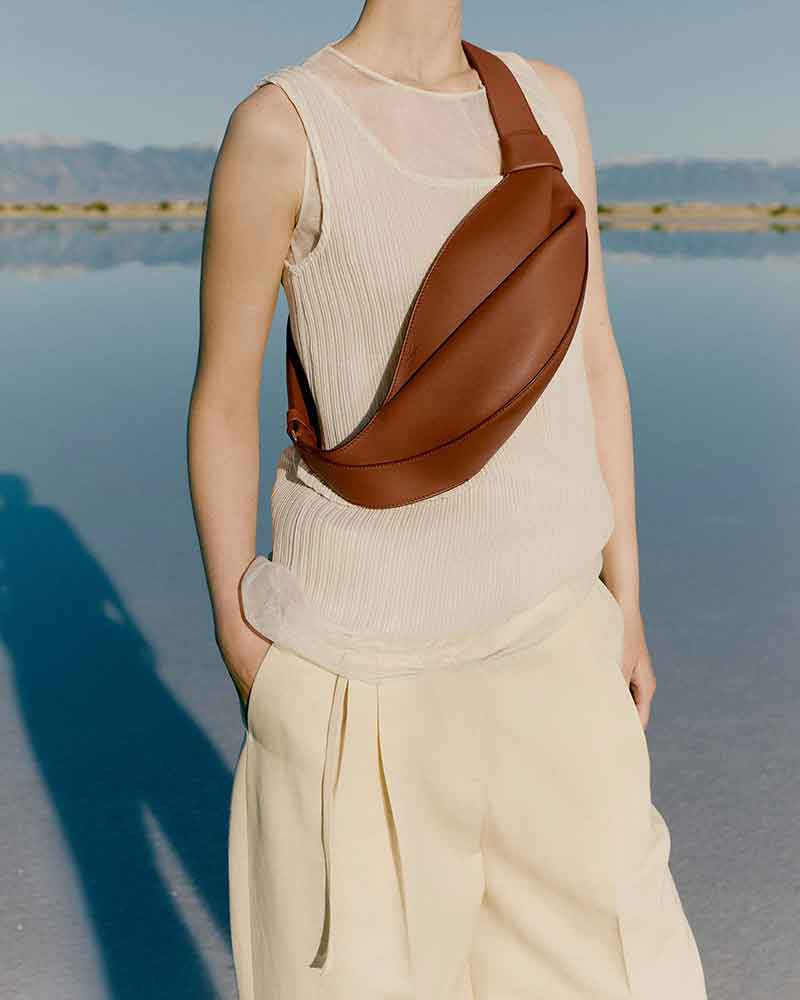 Nappa Leather Folded Crescent Crossbody Belt Bag
