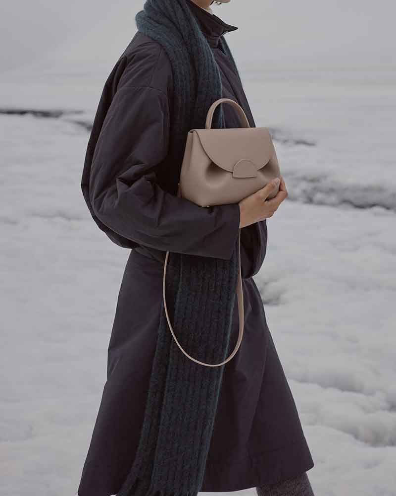 Textured Leather Top Handle Crossbody Satchel Bag