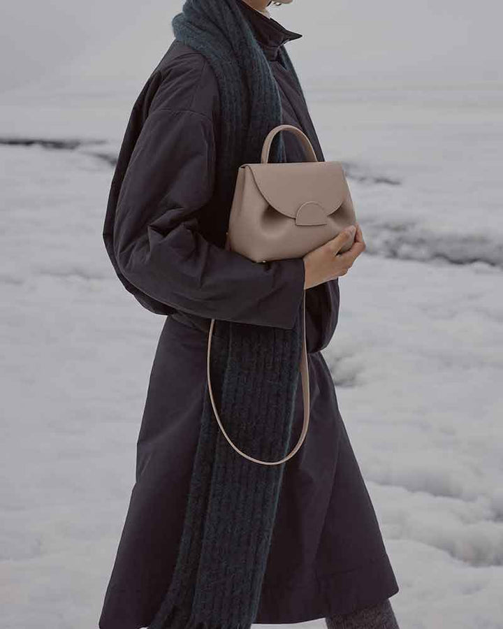 Textured Leather Top Handle Crossbody Satchel Bag