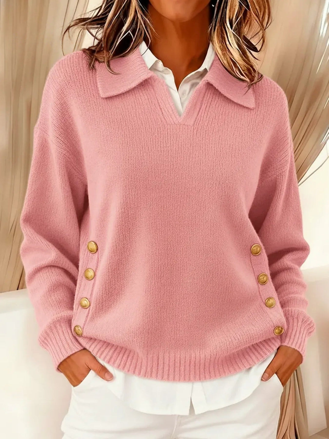 Vynette™ | Women's Collared V-Neck Polo Sweater
