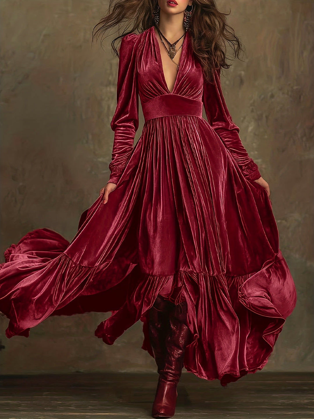 Eveline elegant velvet maxi dress – women's evening and party fashion