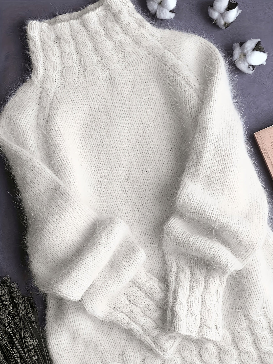 Marisienne | Women's Alpaca Wool Cable Knit Turtleneck Sweater