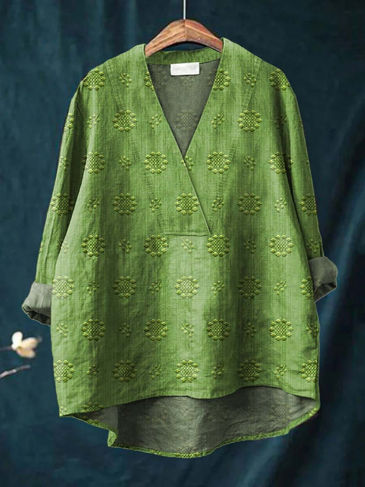 Cara Art Print Blouse — front view