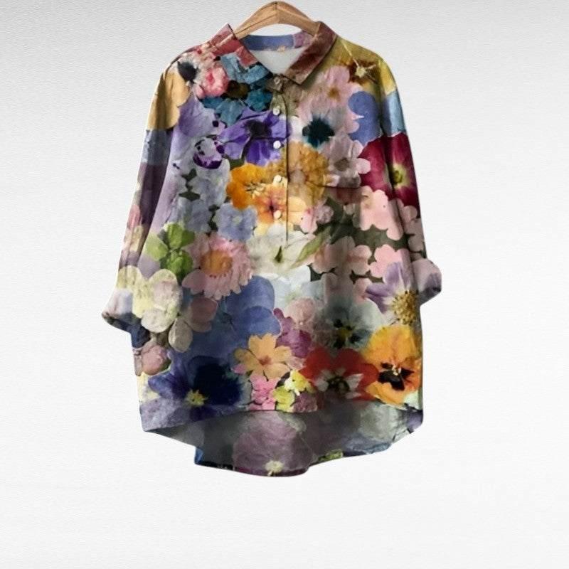 Elodie Colourful Summer Blouse — front view