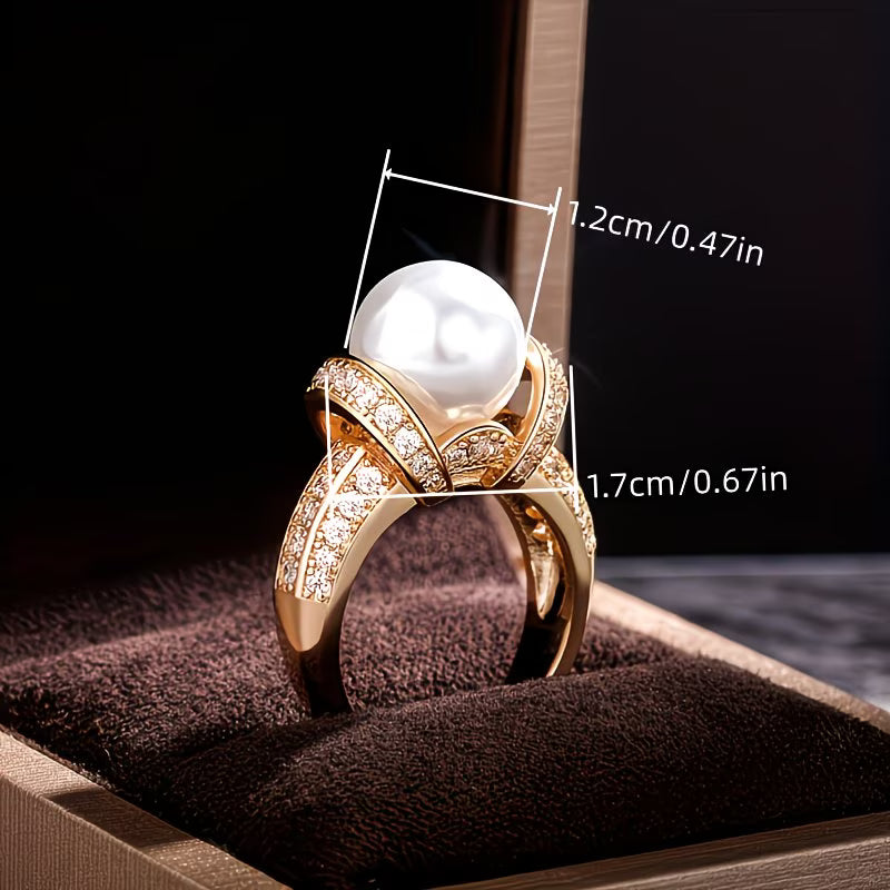 Crown pearl ring shown from a top-down angle
