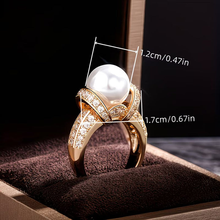 Crown pearl ring shown from a top-down angle