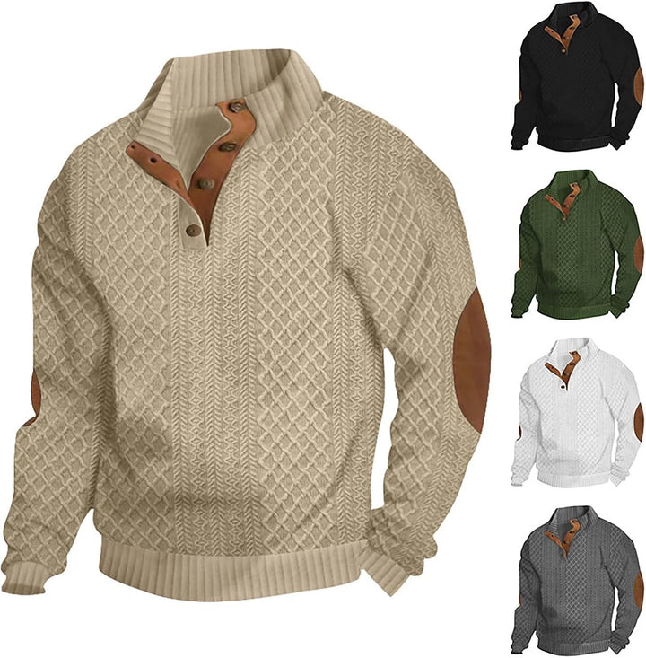 Men’s Textured Knit Quarter Button Jump