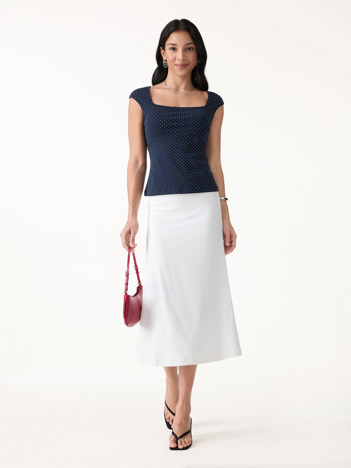 Polka Dots Square Neck Built-In Bra Top 2.0