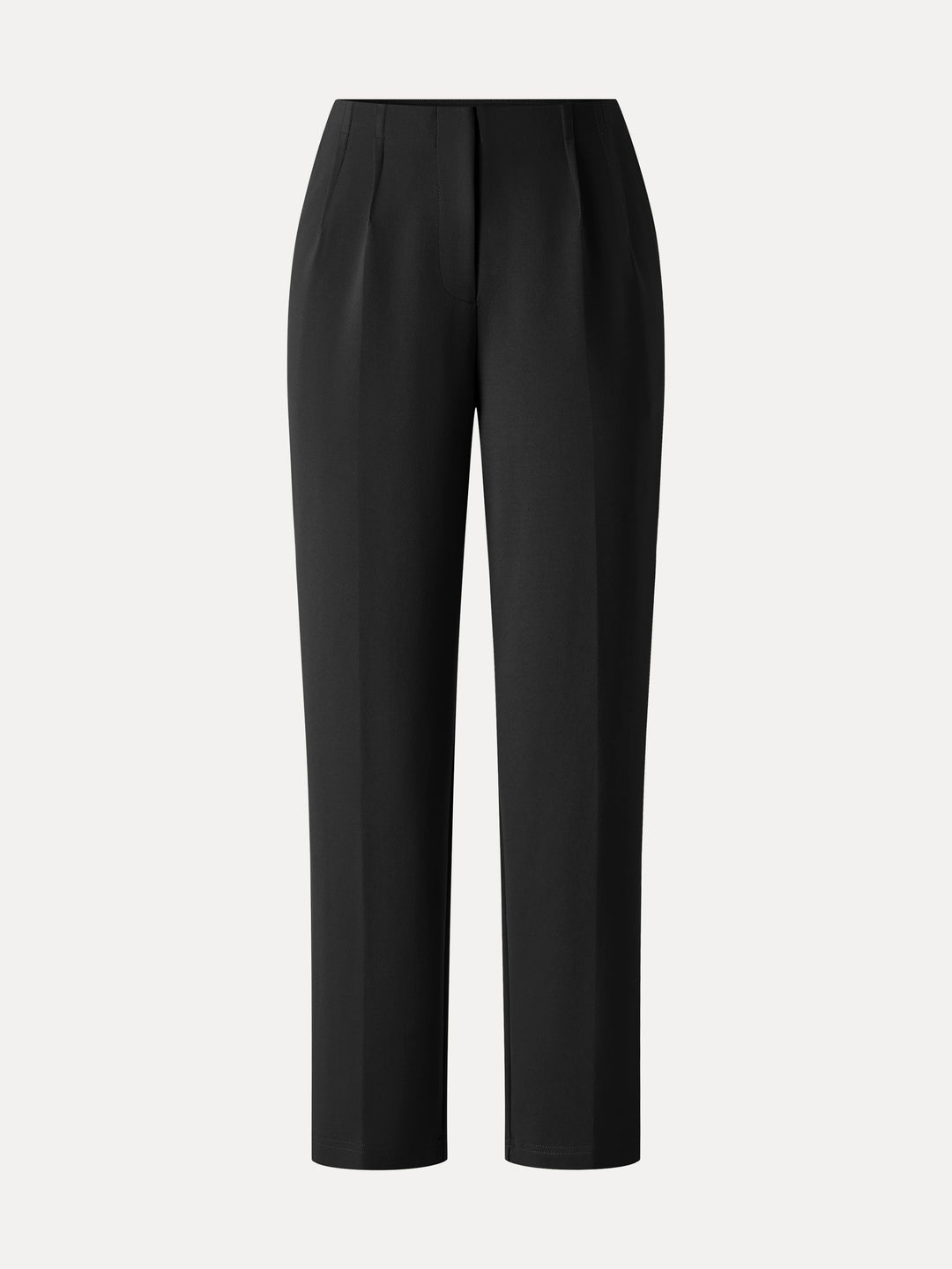 Ponte Mid-Rise Ankled Tapered Tuck Pants with Pockets