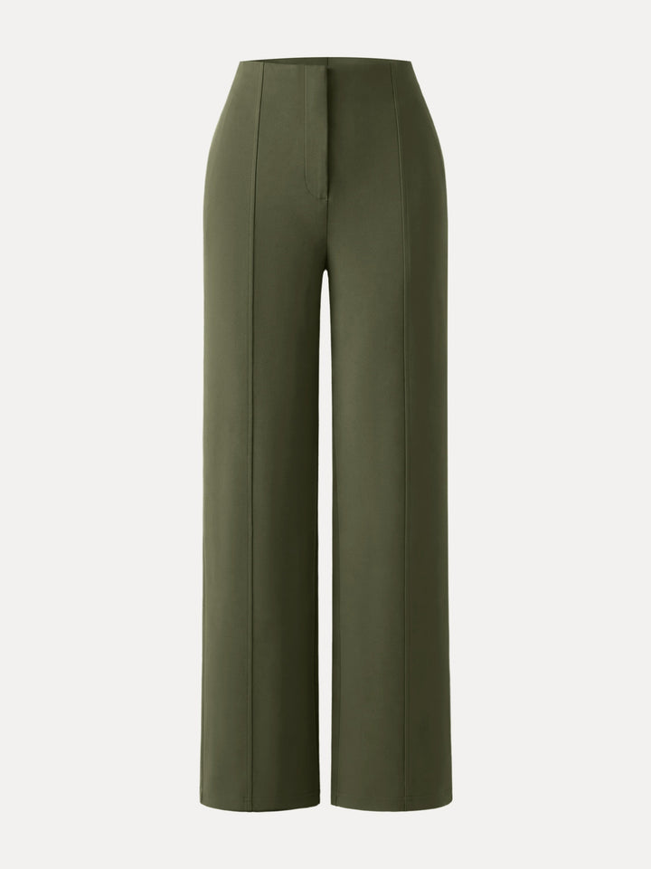 Ponte High-Rise Straight-Leg Pants with Pockets