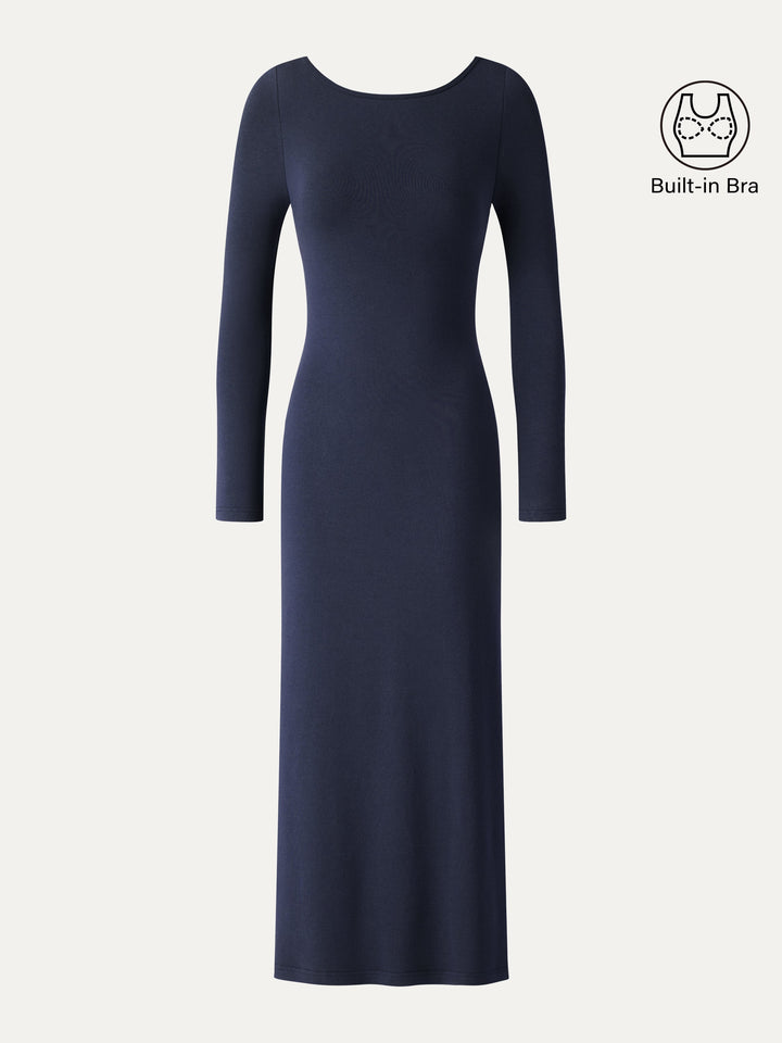 ProWarm Boatneck Open-Back Midi Built-In Bra Dress 2.0