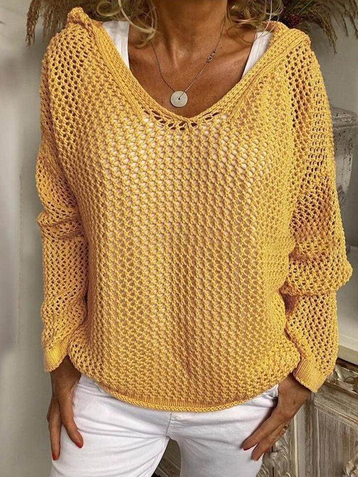 Winnifred | Women's Hooded Open Knit Crochet Sweater