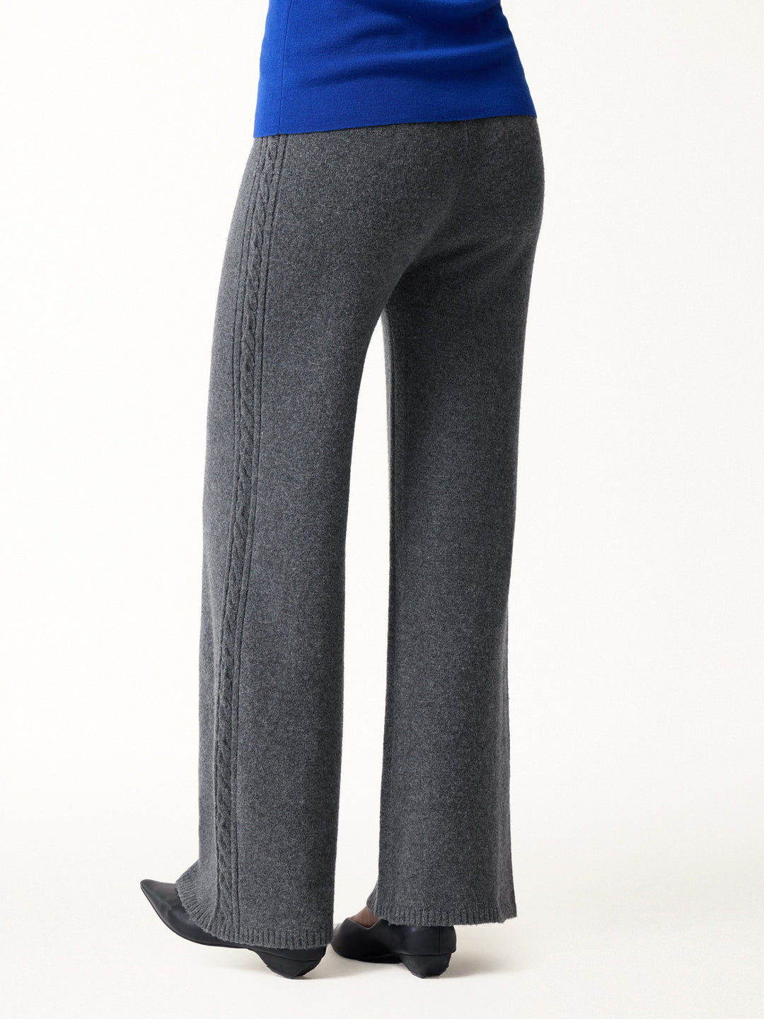 2Pcs Set Sleeveless Cable-Knit Sweater Tank & Drawstring Wide-Leg Knit Pants
