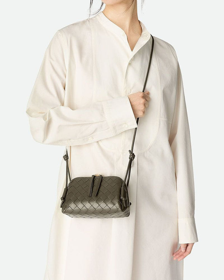 Women's Concert Pouch Intrecciato Leather Shoulder Bag