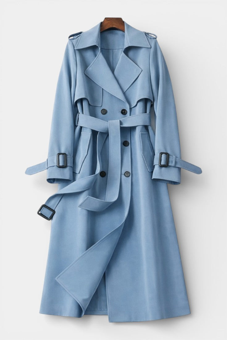 Romane belted coat three-quarter view model
