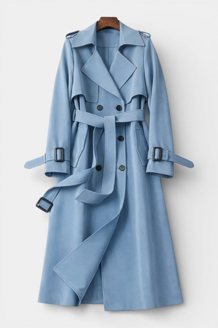 Romane belted coat three-quarter view model