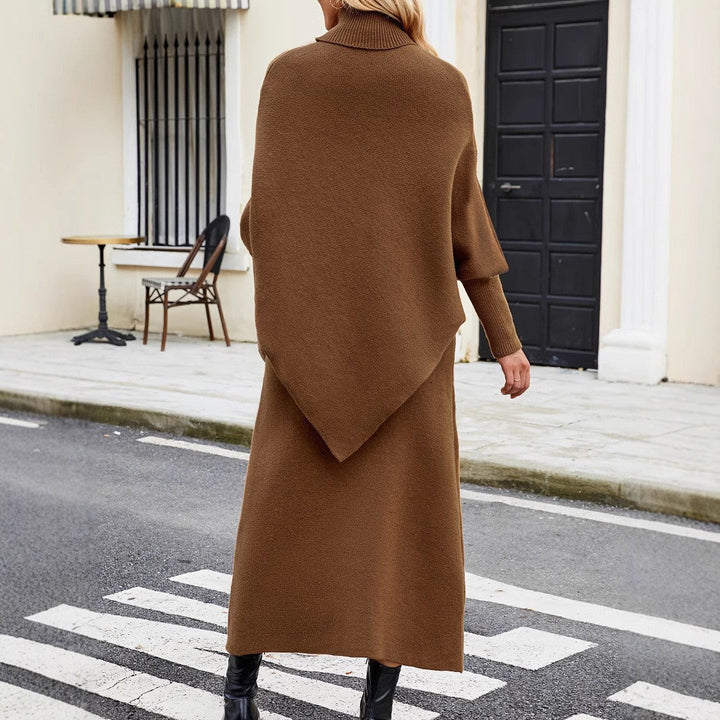 Scarlett Stylish Turtleneck Sweater and Skirt Set — back view