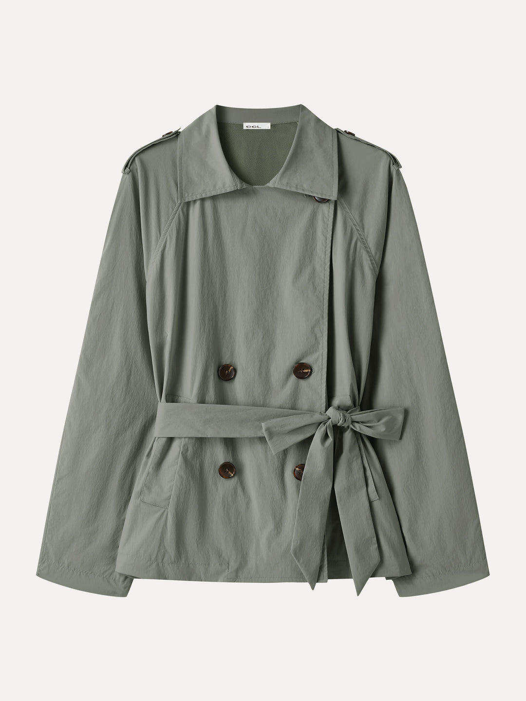 Packable Water-Repellent Peak Collar Trench Jacket with Pockets