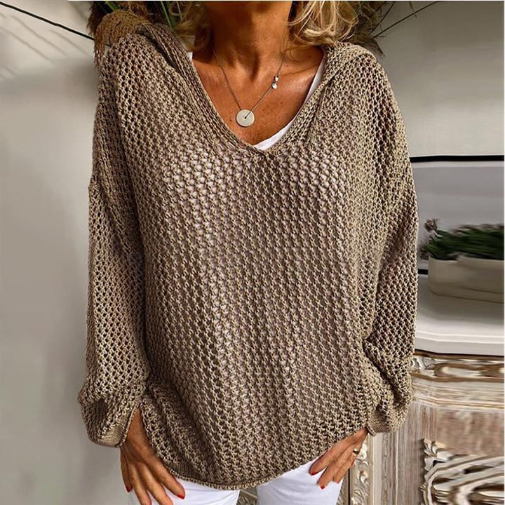 Winnifred | Women's Hooded Open Knit Crochet Sweater