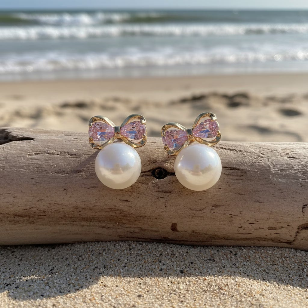 Earrings worn on a model's ear